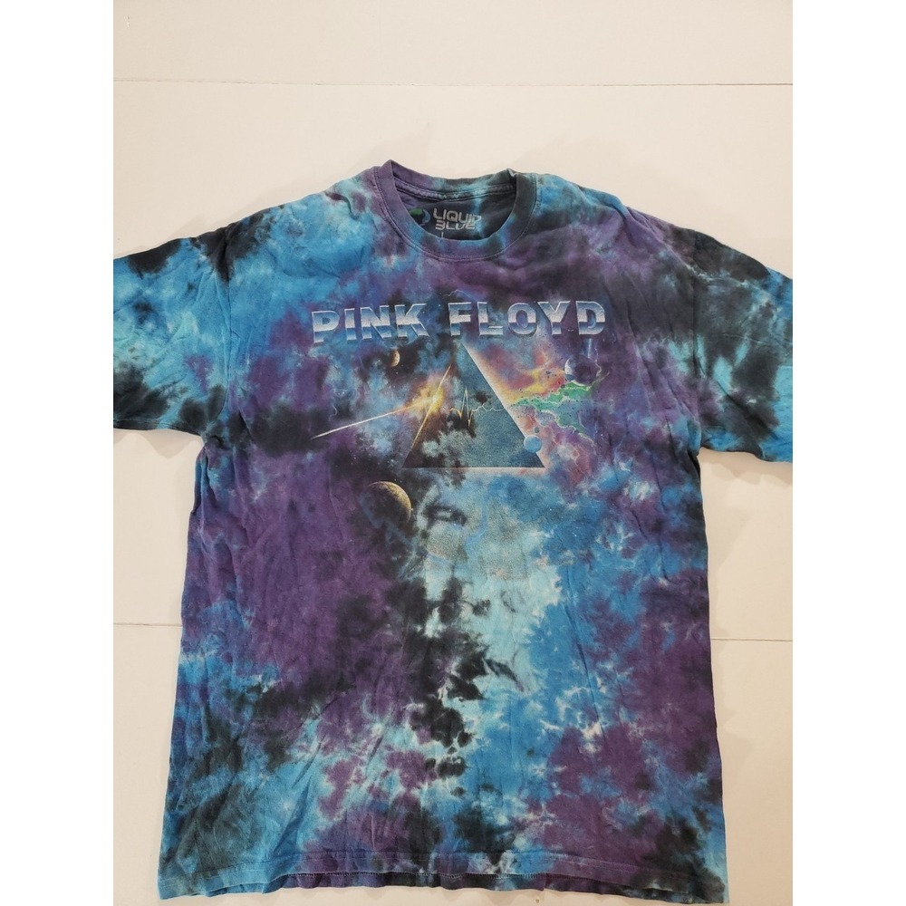 Vintage Liquid Blue Pink Floyd Pulsar Prism Tie Dye Shirt L‎ 2000s Band Tee Rock